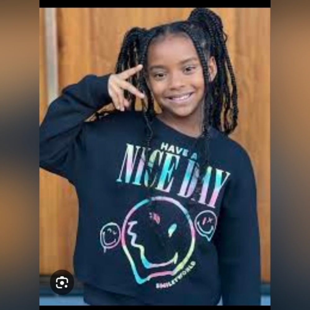 Art Class Youth Have a Nice Day Smiley Pullover Sweatshirt Black Size M 8